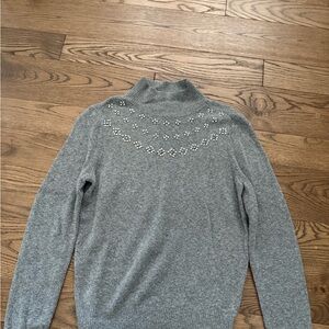 Ann Taylor Gray Turtleneck Sweater with Embellishments